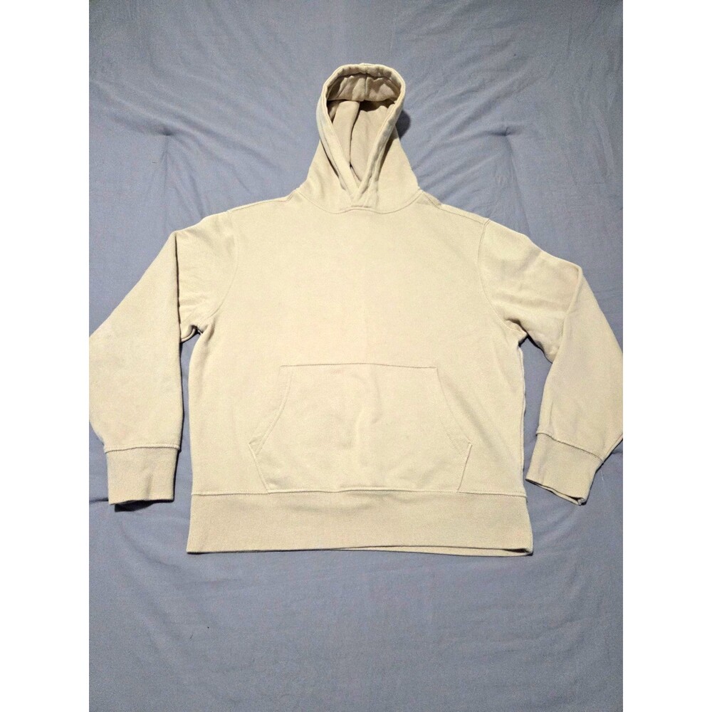 Old Navy Mens Beige Solid Fleece Pullover Hoodie Pockets Long Sleeve Size M